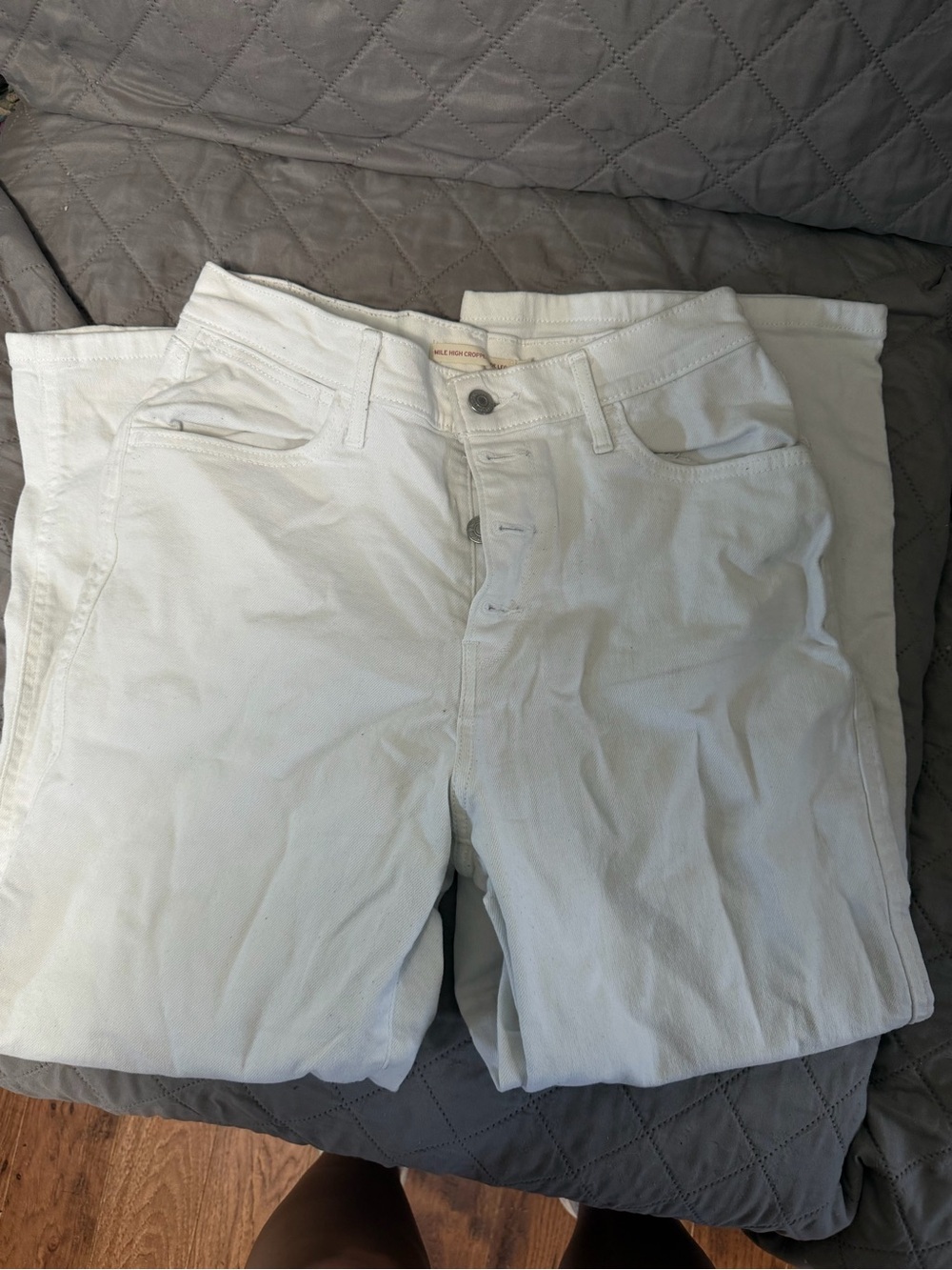 White Button-Fly Jeans